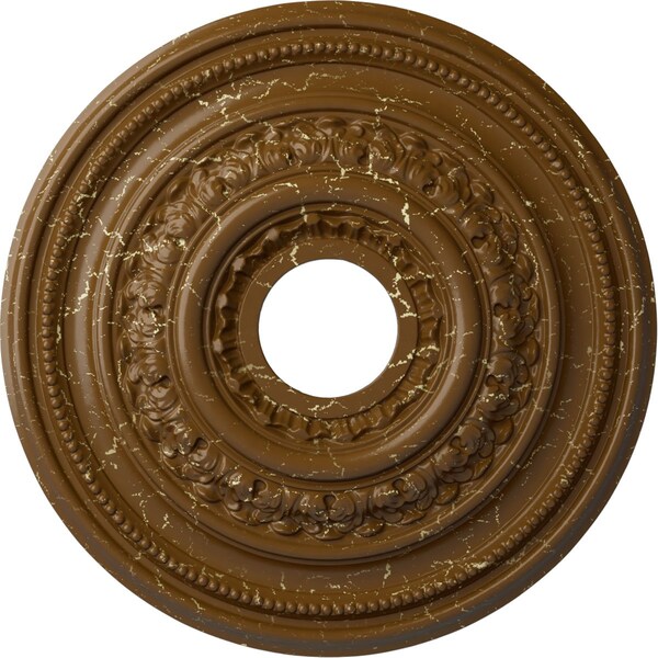 Ekena Millwork Orleans Medallion (Canopies up to 4 5/8"), 17 5/8"OD X 3 5/8"ID X 1 7/8"P, Smokey Topaz Crackle CM17OLSTC - main